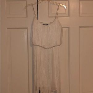 AIDAN MATTOX white fringe dress
